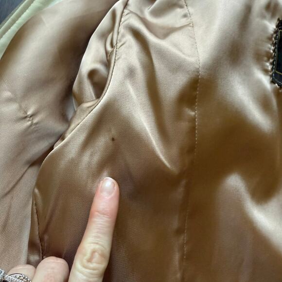 Patricia Wolf Pearlized Leather Fringe Jacket Beige Women’s 10 Made in Texas - Picture 11 of 13